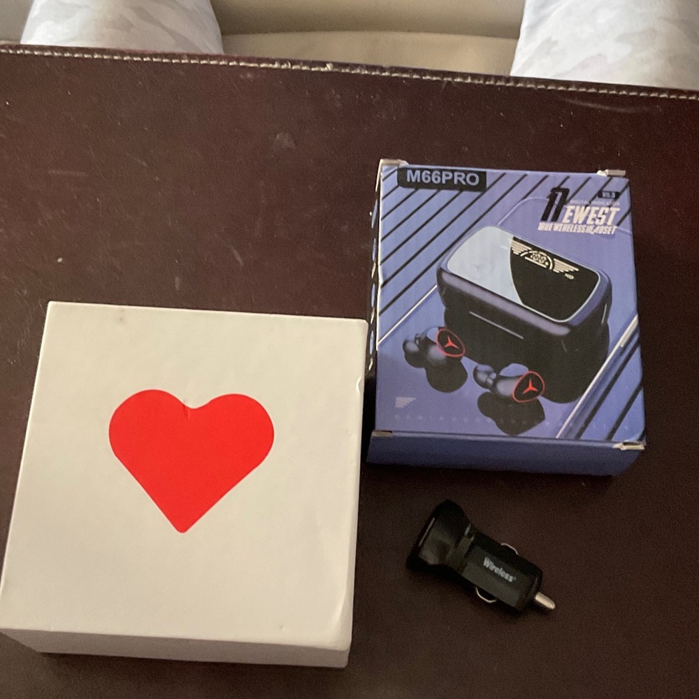 His and Her Earbuds, the 2 brands are Newest M66PRO and MJCM Sarl.